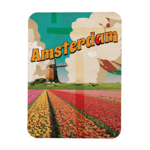Magnet Flexible Affiche Vintage voyage d'Amsterdam