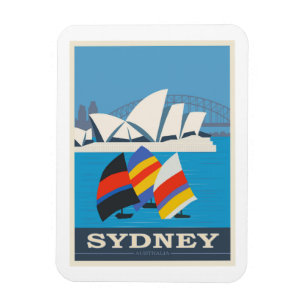 Magnet Flexible Affiche Vintage voyage de Sydney, Australie