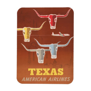 Magnet Flexible Affiche Voyage Pour American Airlines Vers Texas