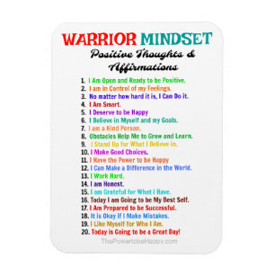 MAGNET FLEXIBLE AFFIRMATIONS GUERRIER MENTALITÉ MAGNÉTIQUE