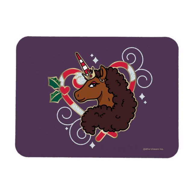 Magnet Flexible Afro Unicorn Sucre de canne Heart Holiday (Horizontal)