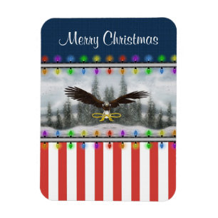 Magnet Flexible Aigle patriotique Joyeux Carré de Noël