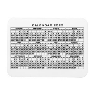 Magnet Flexible Aimant 2025 Calendrier Blanc