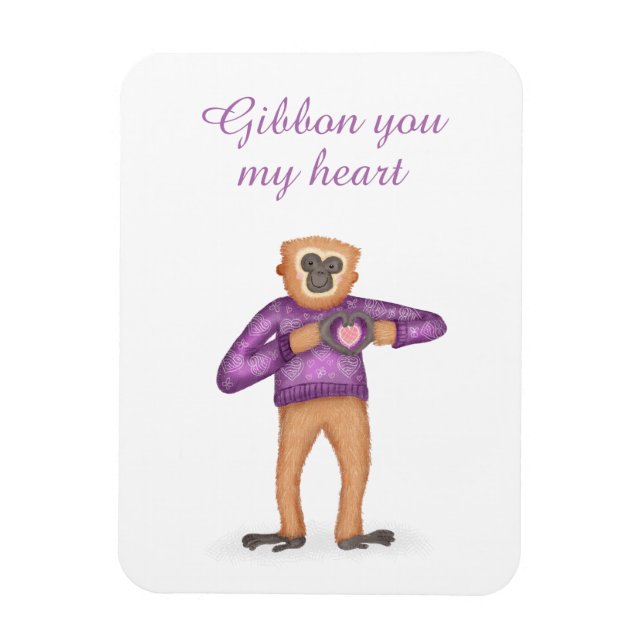 Magnet Flexible Aimant à gibbon mignon pour un être cher (Vertical)