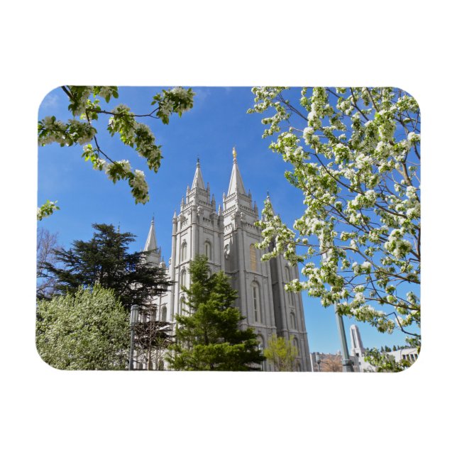 Magnet Flexible Aimant avec Temple SLC avec fleurs blanches (Horizontal)