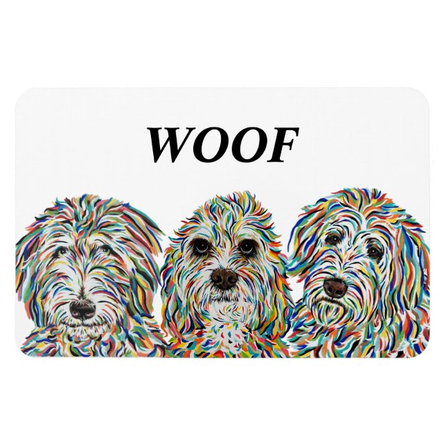 Magnet Flexible Aimant bernedoodle, espagnol et doré (Horizontal)