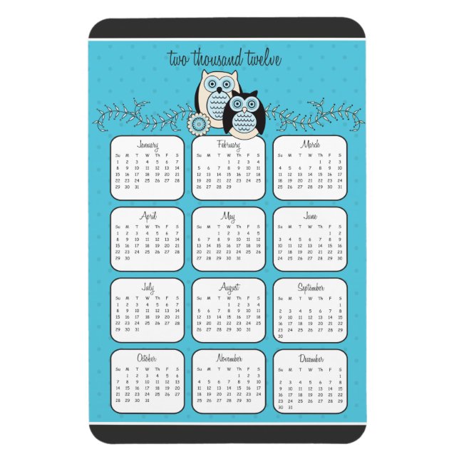 Magnet Flexible Aimant Calendrier des Chouettes d'hiver 2012 (Vertical)