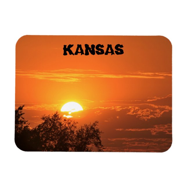 Magnet Flexible Aimant Coucher de soleil orange du Kansas (Horizontal)