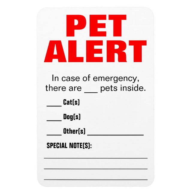 Magnet Flexible Aimant d'alerte pour animaux (Vertical)