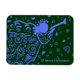 Magnet Flexible Aimant d'ange de trompette en bleu et vert