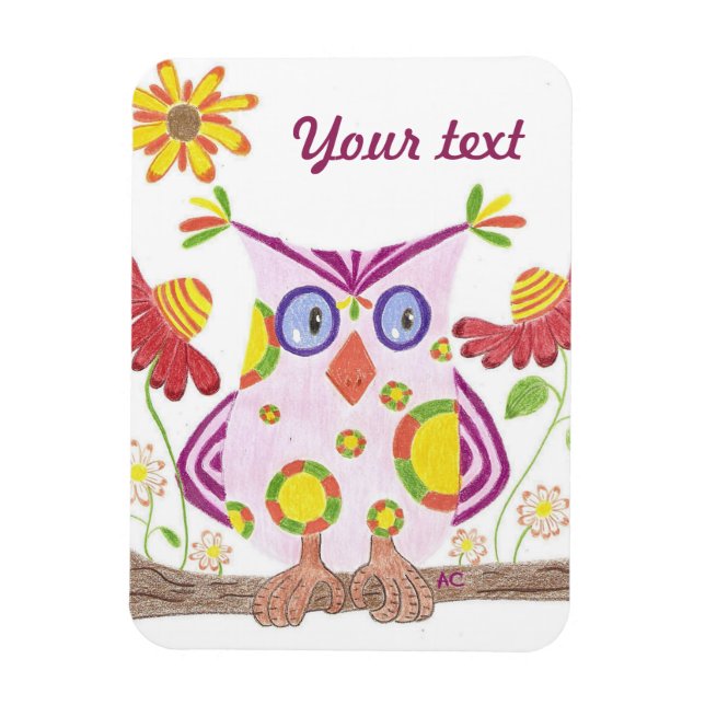 Magnet Flexible Aimant de qualité supérieure pour hibou rose pâle (Vertical)