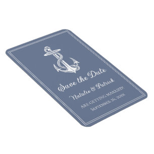 Magnet Flexible Aimant de rappel à save the date Ancre Nautione Bl