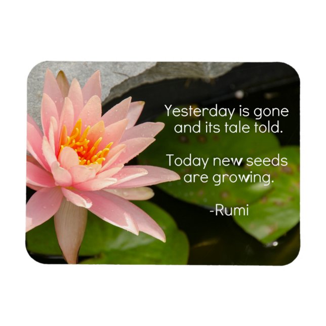 Magnet Flexible Aimant de Rumi avec fleur de Lotus rose (Horizontal)