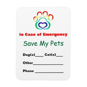 Magnet Flexible Aimant de Secourt d'animal de compagnie d'urgence