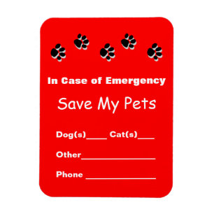 Magnet Flexible Aimant de Secourt d'animal de compagnie d'urgence