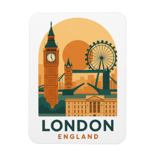 Magnet Flexible Aimant de voyage vintage Londres Angleterre Vill