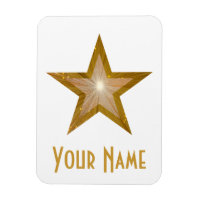 Aimant flexible "Gold" Star "Name" blanc