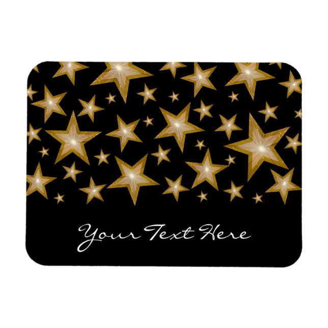 Magnet Flexible Aimant flexible "Gold" Stars "Your Text" noir (Horizontal)