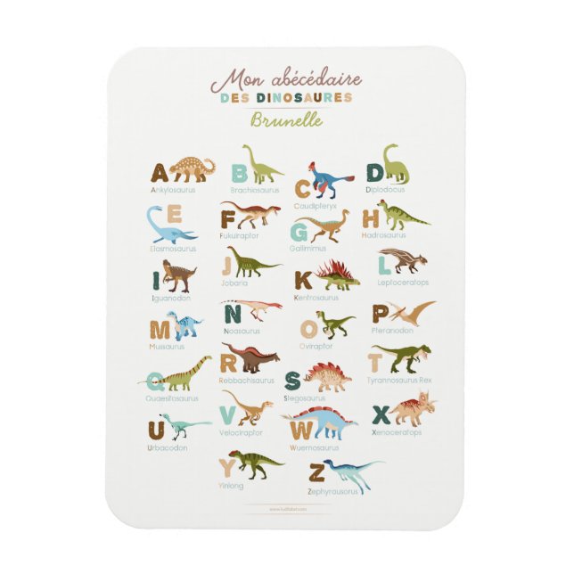 Magnet Flexible Aimant Frigo Abrégé Dinosaures (Français) (Vertical)