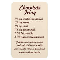 Aimant frigo de recette de glaçage au chocolat
