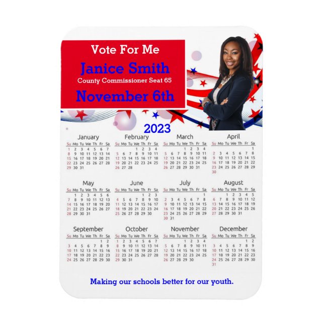 Magnet Flexible Aimant frigorifique du calendrier de campagne 2023 (Vertical)
