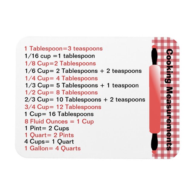 Magnet Flexible Aimant graphique de mesure de Cuisine pratique (Horizontal)