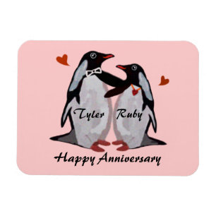 Magnet Flexible Aimant heureux d'amour de pingouin d'anniversaire