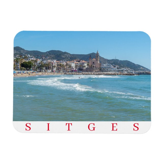Magnet Flexible aimant mer et frigo église Sitges (Horizontal)