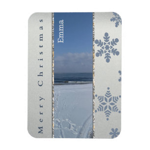 Magnet Flexible Aimant Monogramme Flocons de Neige Noël