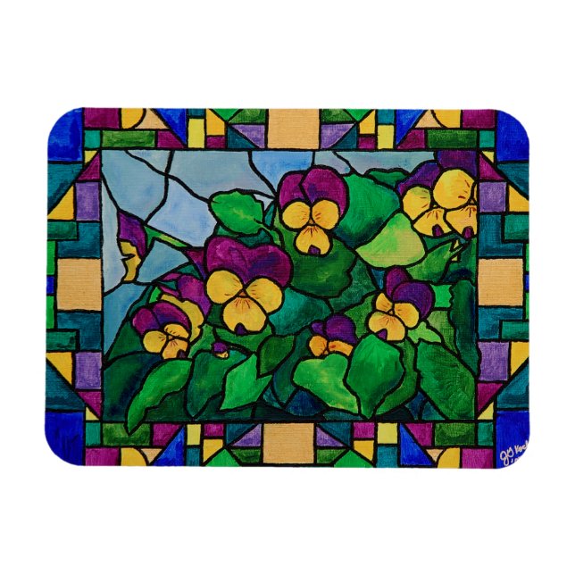 Magnet Flexible Aimant Pansies en verre tendu (Horizontal)