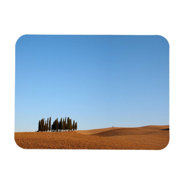 Magnet Flexible Aimant paysage Toscane rectangulaire avec cypress (Horizontal)