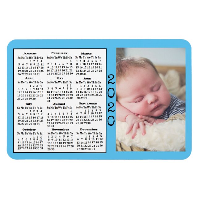 Magnet Flexible Aimant photo couleur personnalisée 2020 du calendr (Horizontal)