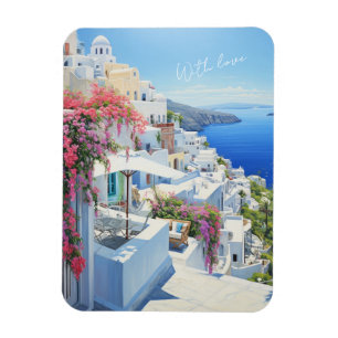 Magnet Flexible Aimant photo flexible "Avec amour" Santorin