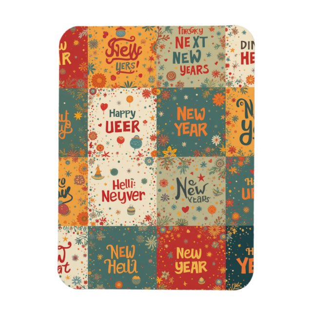 Magnet Flexible Aimant photo flexible avec vibe de Nouvel An (Vertical)