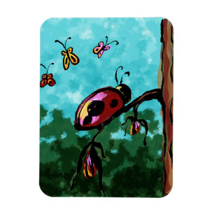 Magnet Flexible Aimant Premium, Peinture coccinelle sur une branch