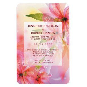 Magnet Flexible Aimant Rectangle de Mariage Fleur d'Hibiscus Rose