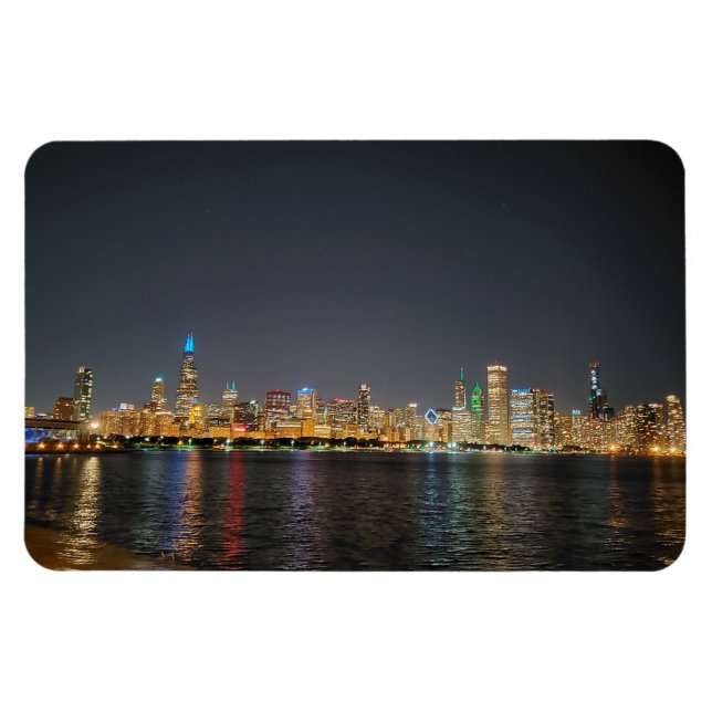 Magnet Flexible Aimant Skyline de nuit de Chicago (Horizontal)