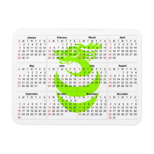 Magnet Flexible Aimant vert clair de prime de dragon de calendrier