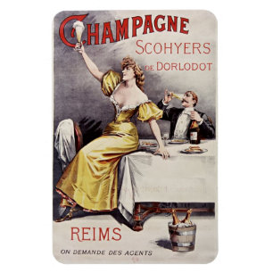 Magnet Flexible Aimant vintage de Champagne de Français