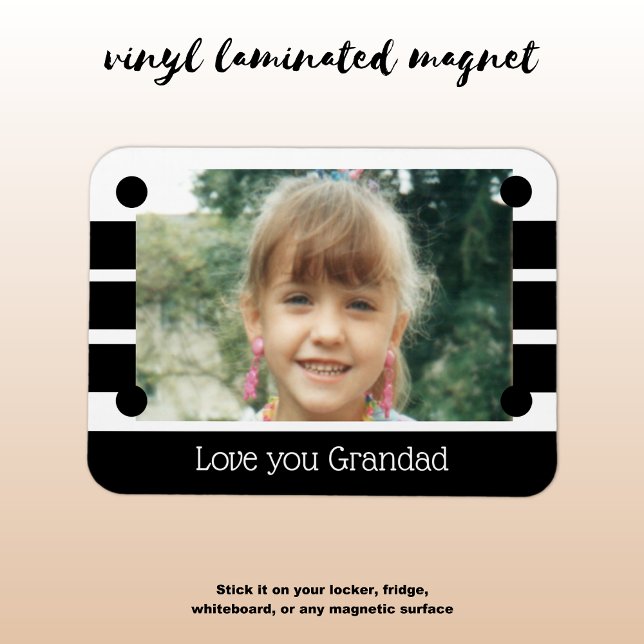 Magnet Flexible Aimez-vous Grand-père blanc et noir photo (Créateur téléchargé)