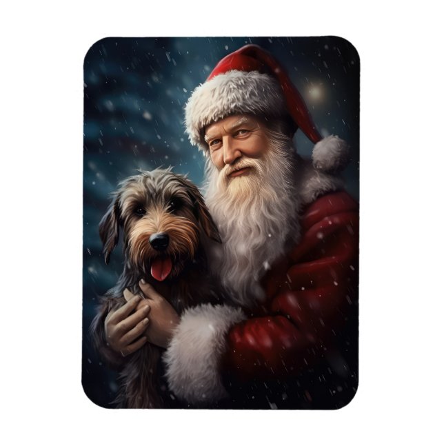 Magnet Flexible Airedale avec Noël Festif du Père Noël (Vertical)