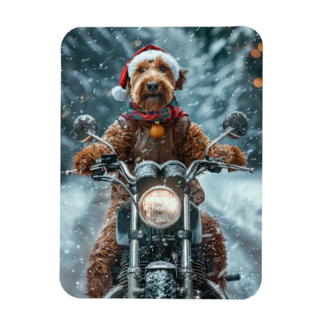 Magnet Flexible Airedale Chien équitation Moto Noël (Vertical)