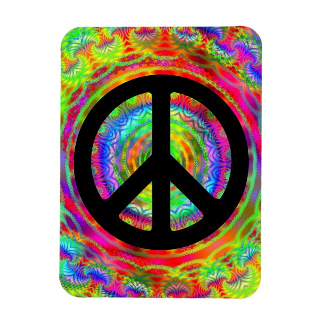 Magnet Flexible Ajouter une image avec le symbole de paix noir (Vertical)