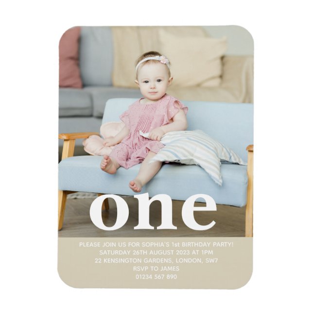 Magnet Flexible Ajoutez votre propre photo One First Birdday Party (Vertical)