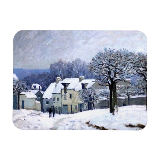 Magnet Flexible Alfred Sisley Place du Chenil à Marly, neige (Horizontal)
