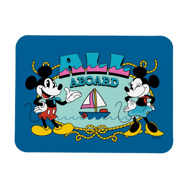 Magnet Flexible All Aboard Vintage Mickey & Minnie Sailor Graphic (Horizontal)