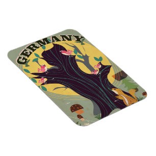 Magnet Flexible Allemagne Caricature vintage paysage poster de voy