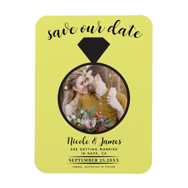 Magnet Flexible Alliance Chartreuse Photo Faire-Part de Mariage (Vertical)