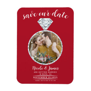 Magnet Flexible Alliance de mariage rouge en strass Photo Save the