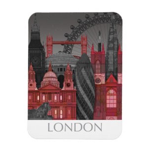 Magnet Flexible Altitudes de Londres par nuit - rouge